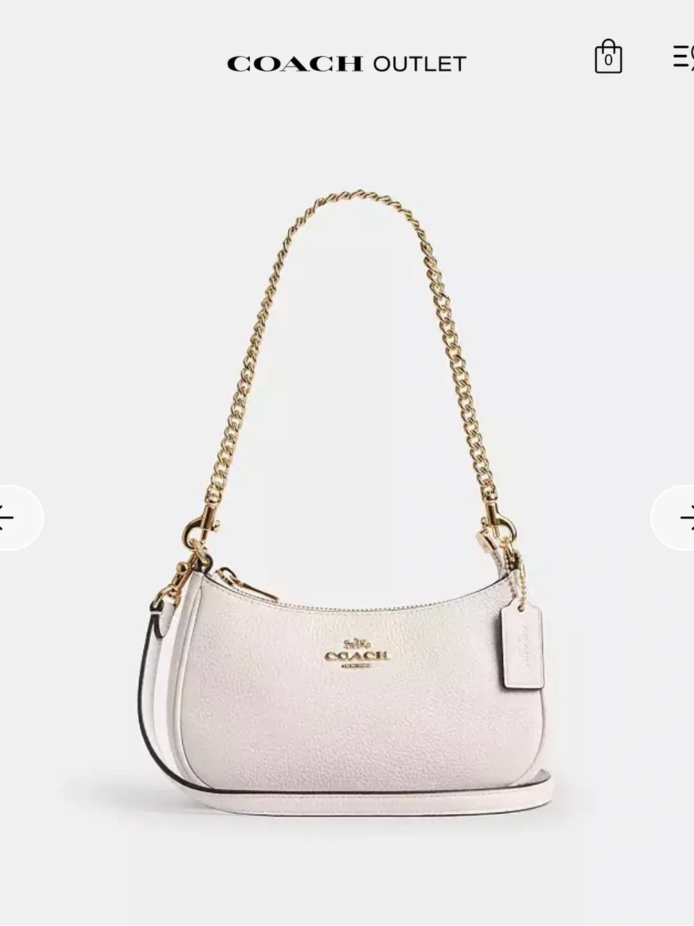 Coach White Leather Shoulder Bag with Gold Chain Strap